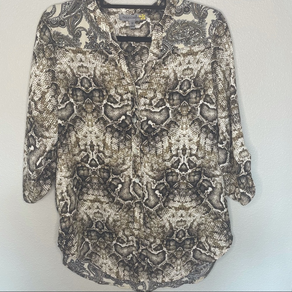 Figueroa & flower Animal print long sleeve blouse